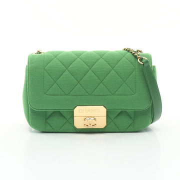 Chanel Matelasse Single Flap Leather Cotton Jersey Shoulder Bag