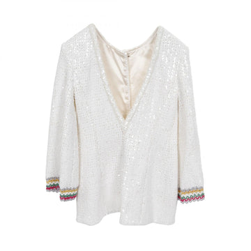Chanel Coco Mark Button Sequin Nylon Cotton Outerwear
