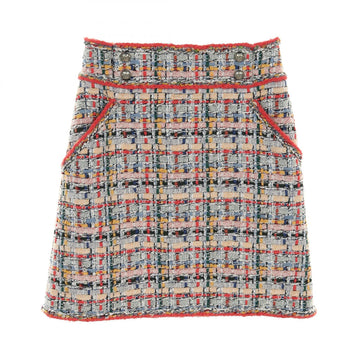Chanel Coco Mark Button Cotton Silk Nylon Skirt