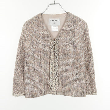 Chanel No Collar Jacket Wool Cotton Outerwear