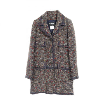 Chanel Coco Mark Button Tweed Wool Nylon Alpaca Outerwear