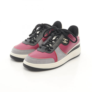 Chanel Coco Mark Leather Fabric Sneakers
