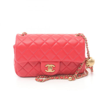 Top Quality Chanel Leather Matelasse Mini Flap Bag Red