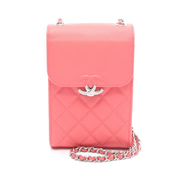 Chanel Half Coco Mark Matelasse Grained Calfskin Phone Case Shoulder Bag