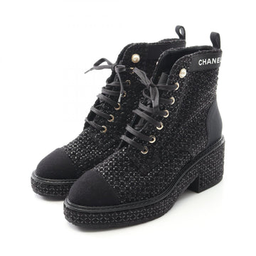 Chanel G38514 Fabric Faux Pearl Boots