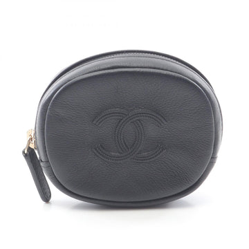 Chanel Coco Mark Leather Round Pouch