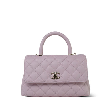 22P Light Pink leather Quilted Small Coco Handle LGHW