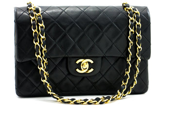 CHANEL 2.55 Double Flap Small Chain Shoulder Bag Black Leather h21