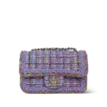 26C Purple/Multicolor Tweed Quilted Braided Edge Mini Rectangular Flap LGHW