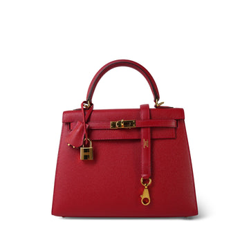 Kelly Sellier 25 Rouge Casaque leather  T Stamp
