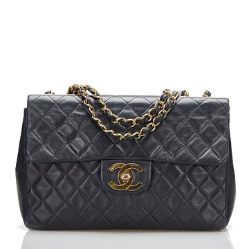 Top Quality Chanel Leather Matelasse 34 Chain Shoulder Tote Bag Black Gold