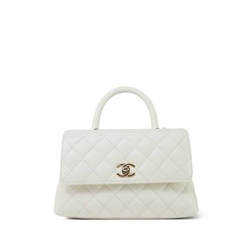 21A White leather Quilted Small Coco Handle LGHW