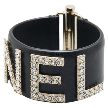 Chanel Logo Rhinestone Lambskin Bangle