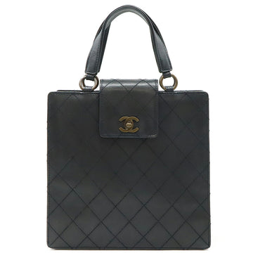 Chanel Leather Matelasse Coco Mark Handbag Black