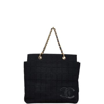 Chanel Coco Mark Choco Bar Canvas Leather Tote Bag