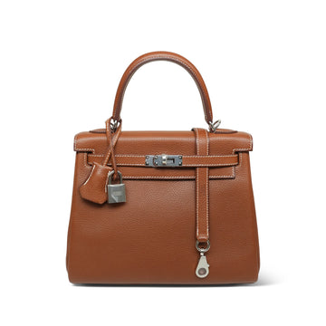 Kelly Retourne 25 Fauve Barenia Faubourg Palladium Plated Z Stamp