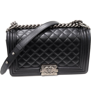 Top Quality Chanel Boy Chain Shoulder Bag Leather Black A67086