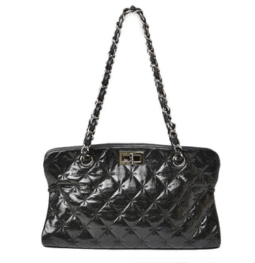 Top Quality Chanel Patent Leather Tote Bag Vintage Quilted Black