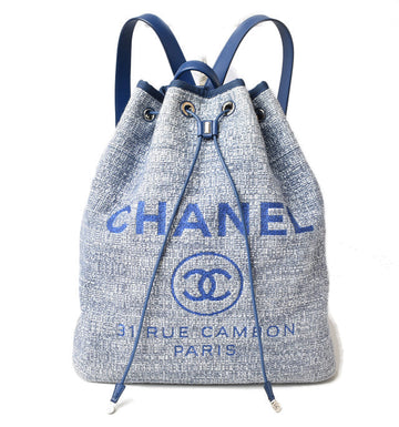 Top Quality Chanel Cotton Leather/canvas Leather/denim Backpack Chain Bag Deauville 2018 Cruise Line