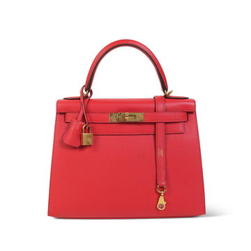 Kelly Sellier 28 Rouge De Coeur leather  D Stamp