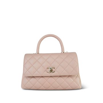 21A Light Pink leather Quilted Small Coco Handle Light Gold Hardware