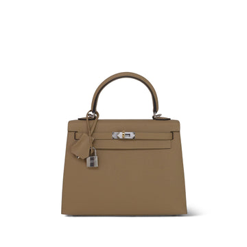 Kelly Sellier 25 Poussiere leather Electrum Plated K Stamp