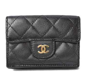 Top Quality Chanel Leather Skin Compact Wallet A84401 Black