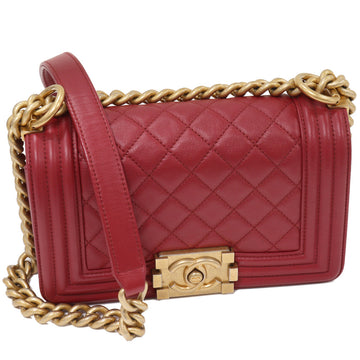 Top Quality Chanel Boy Chain Shoulder Bag Leather Red A67085