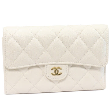Top Quality Chanel Leather Skin Bifold Wallet Matelasse Medium Classic Flap AP0232