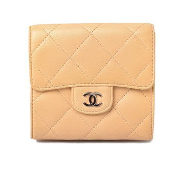 Top Quality Chanel Leather Trifold Wallet A82288 Beige/Silver