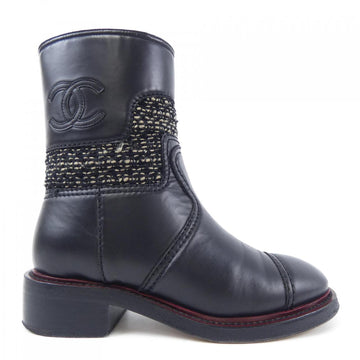 Chanel G31189Y50115 Calfskin Tweed Boots