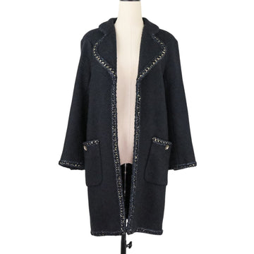 Chanel Embroidery Alpaca Open Front Tweed Coat