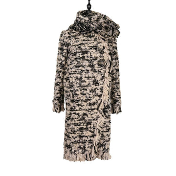 Chanel Grid Tweed Collarless Coat