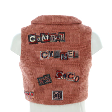 Women's Patch Button Up Vest Wool Blend