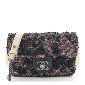 Tweed Quilted Mini Rectangular Flap Blue Multicolor