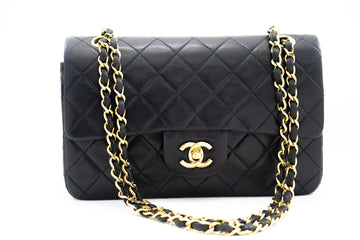 CHANEL Classic Double Flap 9" Chain Shoulder Bag Navy Leather g71