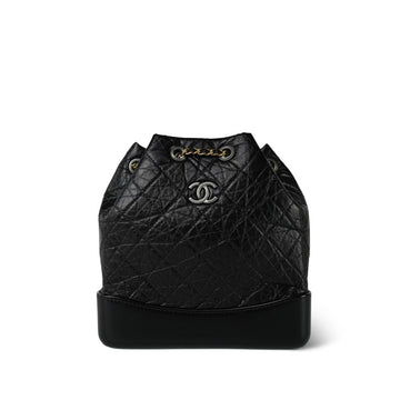 Black Aged leather Quilted Gabrielle Backpack Small MHW