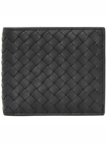 Luxury Bottega Veneta Intrecciato Weaving Half Wallet Black