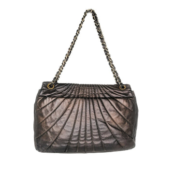 Chanel bags Paris-Shanghai Quilted Fan Flap Bag Metallic Leather