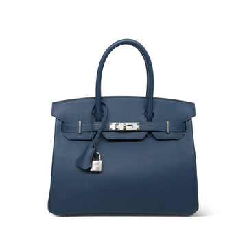 Birkin 30 Bleu De Malte Veau leather Palladium Plated Y Stamp