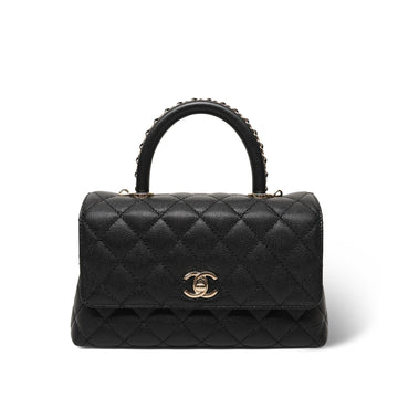 23A Black leather Quilted Coco Chain Handle Small LGHW