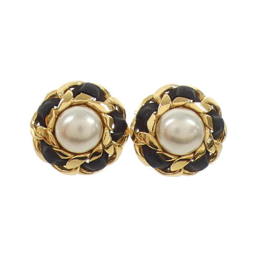 Chanel Leather Pearl Earrings