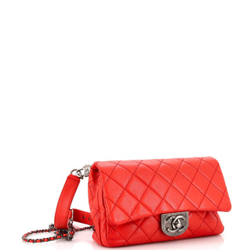 Double Carry Chain Waist Bag Quilted Goatskin Small
