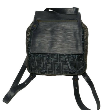 Fendi Blue & Grey Zucca Print Canvas And Leather Two Way Backpack/Satchel