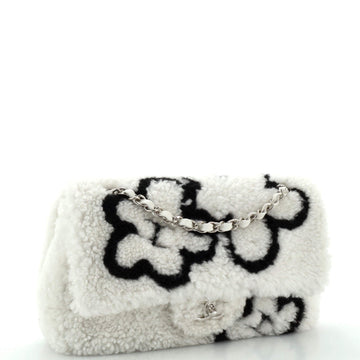 Classic Single Flap Bag Pearl Embellished Shearling Jumbo