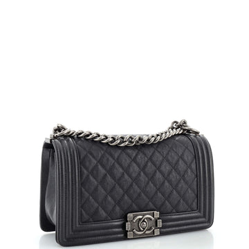 Boy Flap Bag Quilted Caviar Old Medium