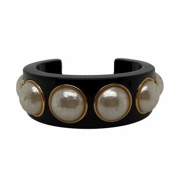 Top Quality Chanel - Vintage Large Pearl Resin Cuff - Black - Bracelet