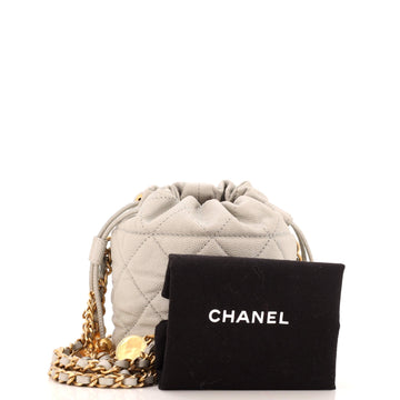Medallion Charms Drawstring Bucket Bag Quilted Caviar Mini