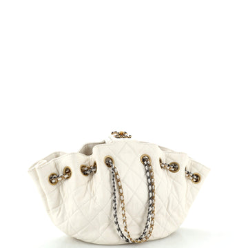 CC Turnlock Drawstring Bucket Tote Quilted Lambskin Small