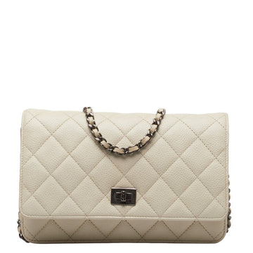 Top Quality Chanel Matrasse 2.55 Single Flap Long Wallet Chain Wallet White Leather S  CHANEL